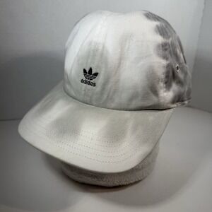 Women's Adidas Relaxed StrapBack Trefoil Style Hat Cap Gray Tye Dye White Stripe